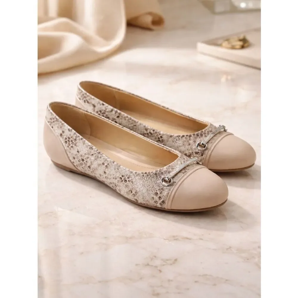 EUC Geox Respira Women’ Snake Print Beige Tan Ballerina Flats Shoes - Size EU 37